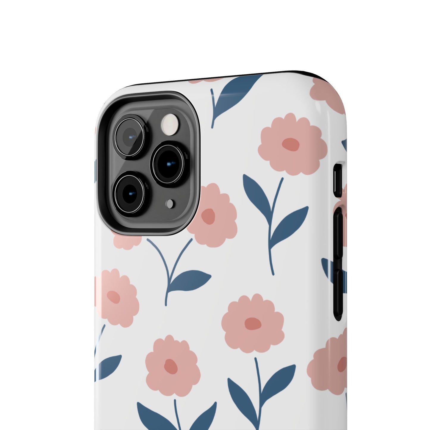 Playful Pink Floral Tough iPhone Case – Soft Pastel Design, Slim & Shockproof