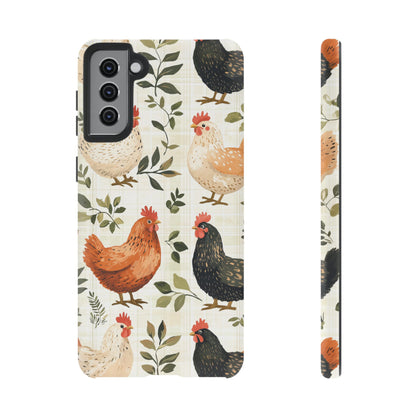 Samsung Galaxy Case: Vintage Chicken Farmhouse Case – Rustic Leaves Design