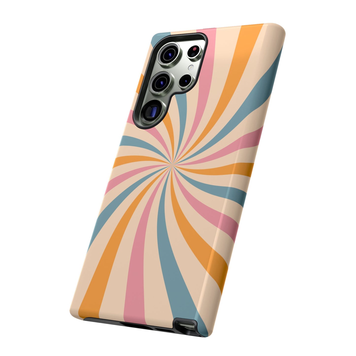 Retro Swirl Pattern Samsung Galaxy Case – Bold 70s Vibe in Pink, Orange, and Teal