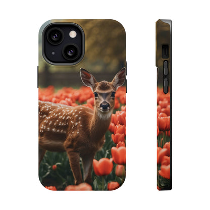 Fawn Among Tulips MagSafe iPhone Case