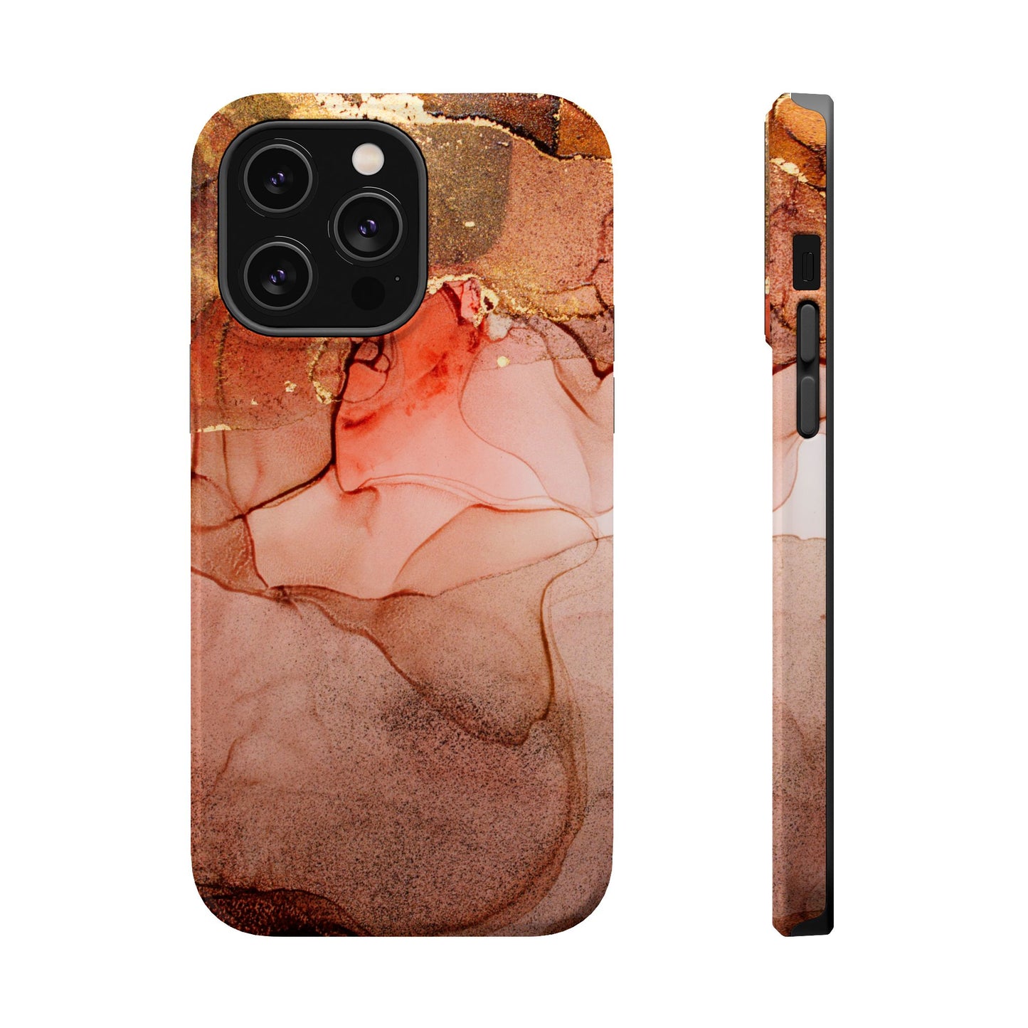 Ruby Red Marble MagSafe Case - Bold Red with Gold Veining for iPhone MagSafe Models