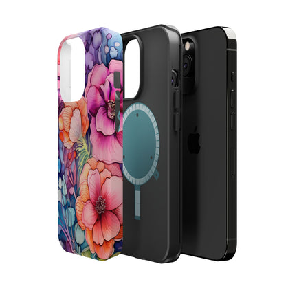 Bright Watercolor Floral Splash MagSafe iPhone Series Case – Bold Artistic Design