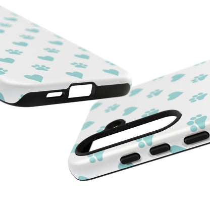 Mint Green Paw Print & Heart Samsung Galaxy Case – Cute Pet Lover’s Design