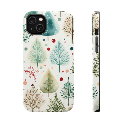 Watercolor Winter Trees MagSafe iPhone Case – Nature-Inspired, Holiday Theme Protective Cover