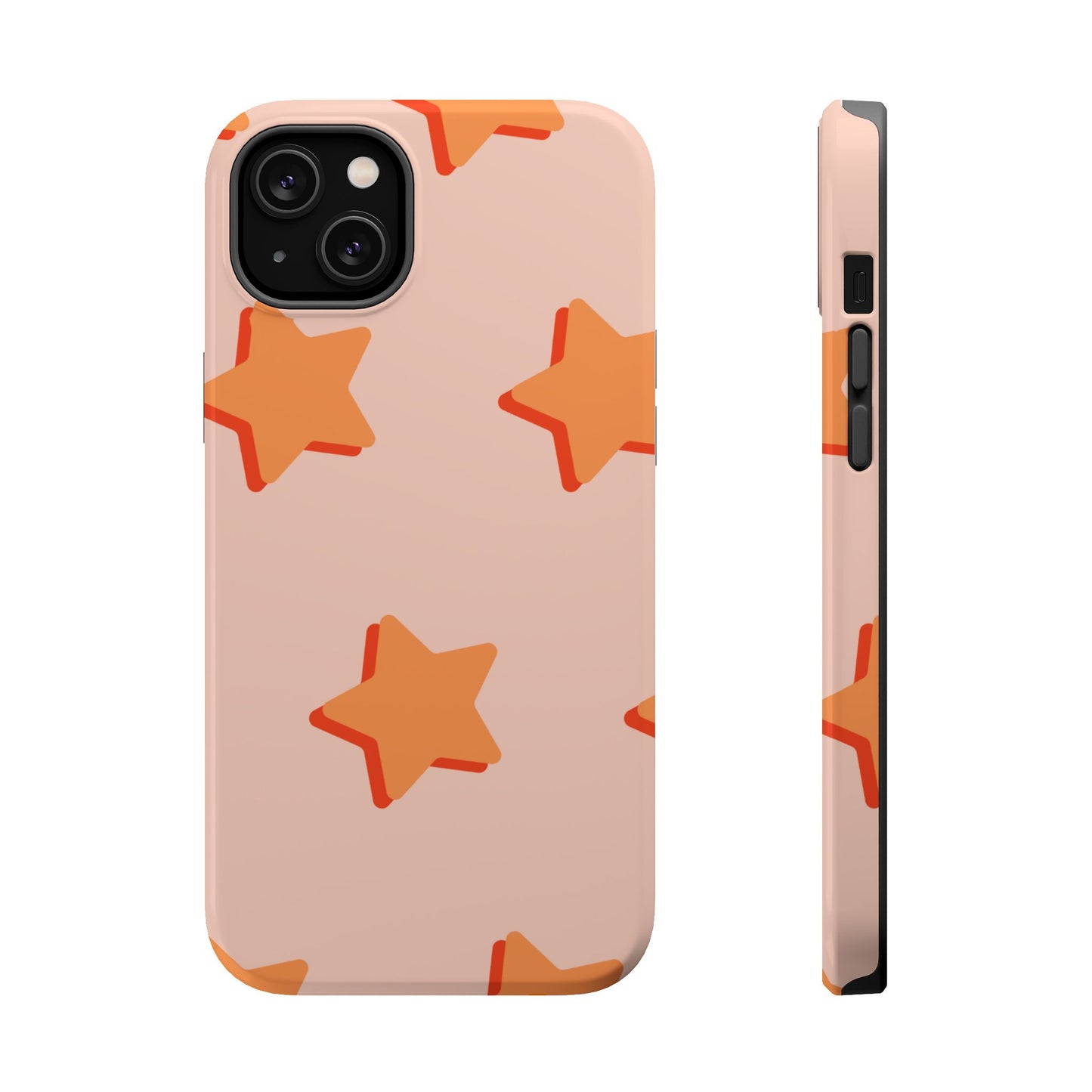 Retro Orange Stars MagSafe iPhone Case – Shock-Resistant, Smooth Matte Finish, Dual-Layer Design