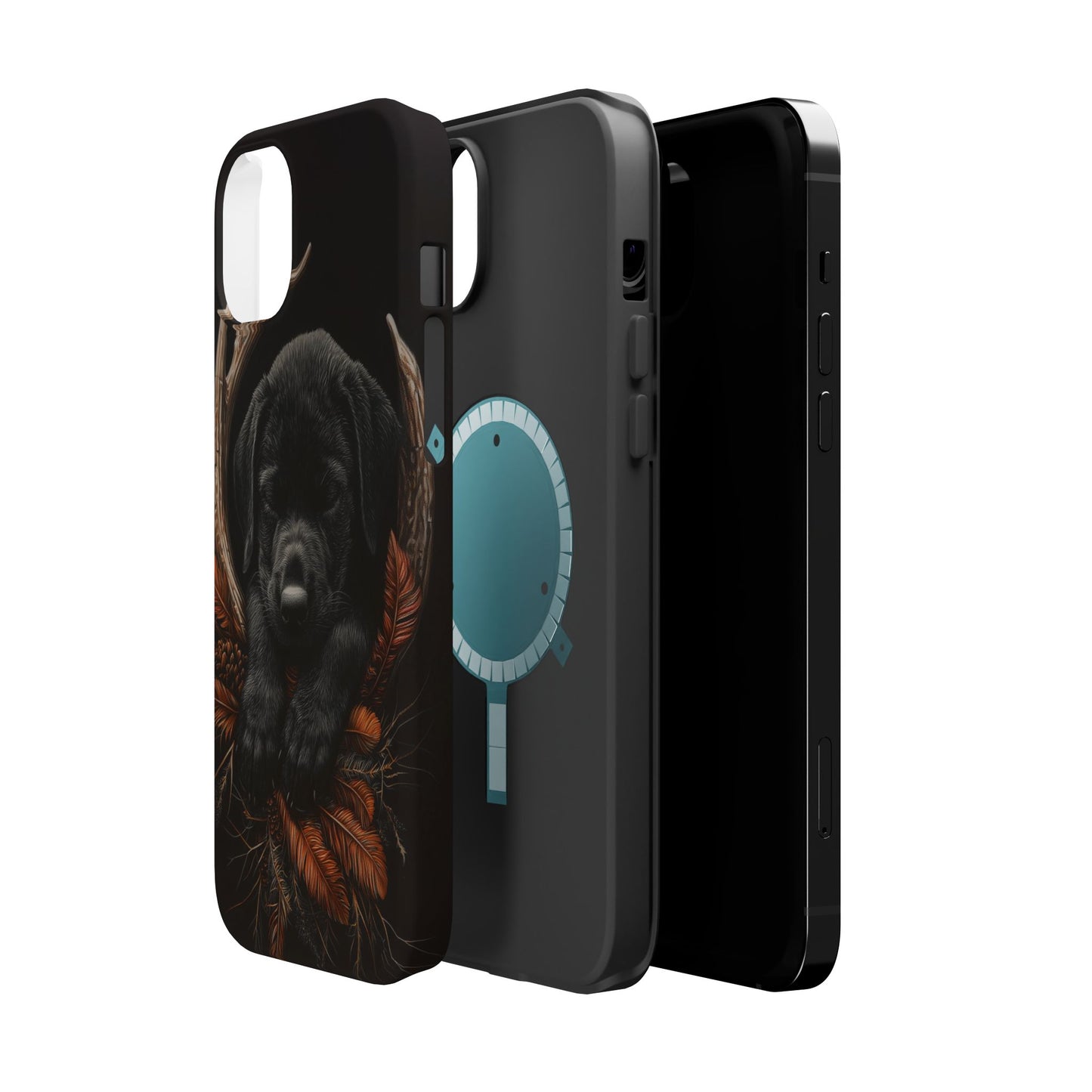 Charming Black Labrador Puppy on Feathers MagSafe iPhone Case