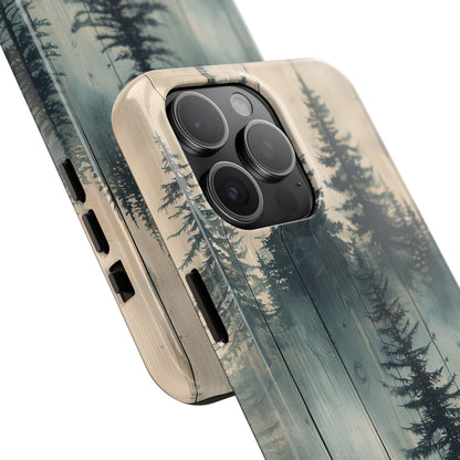 Misty Pine Forest Iphone Case - Nature-Inspired Wood Design Protective Cover