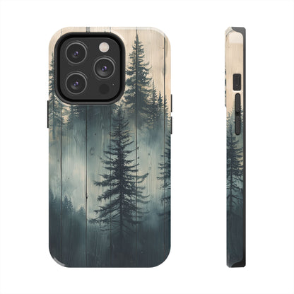 Misty Pine Forest Iphone Case - Nature-Inspired Wood Design Protective Cover