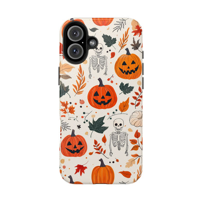 Halloween Pumpkin & Skeleton iPhone Case – Spooky Autumn Design