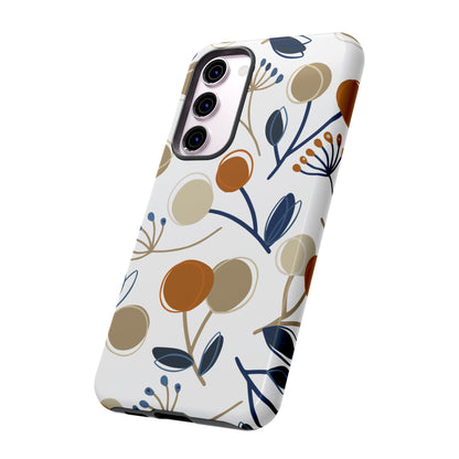 Modern Botanical Berries Tough Samsung Galaxy  Case – Earthy Tones & Navy Accents, Shock-Resistant