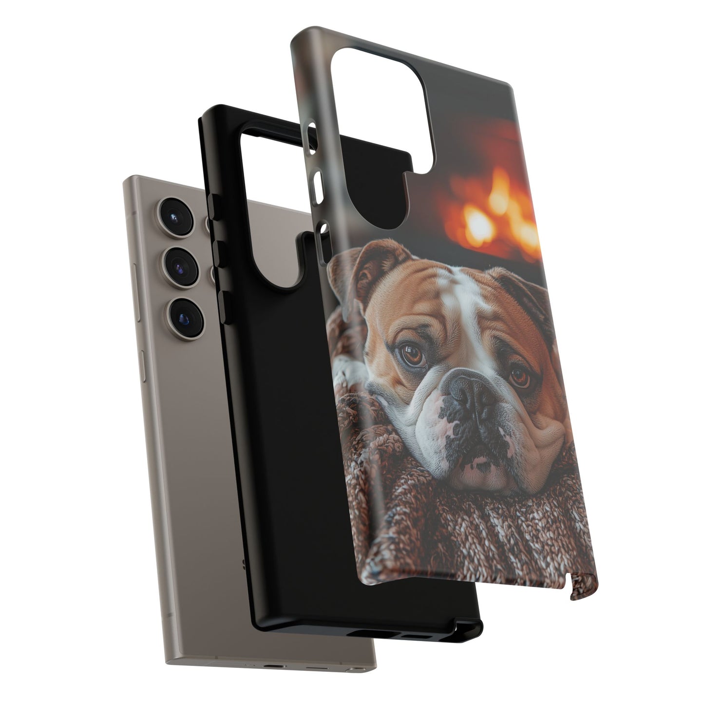 Cozy Bulldog Samsung Galaxy Case – Fireside-Inspired Protective Cover