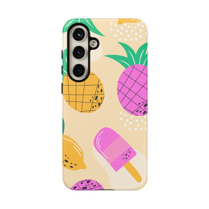 Tropical Pop Samsung Galaxy Case – Fun Pineapple & Lemon Design with Vibrant Summery Colors