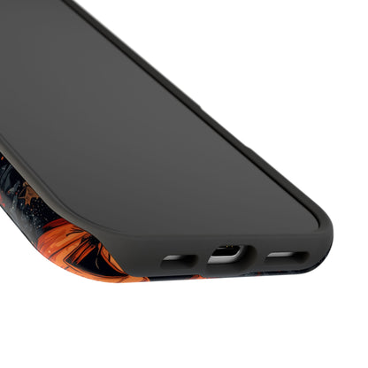 Hauntingly Elegant Halloween MagSafe iPhone Case – Pumpkins, Spiders, and Autumn Leaves Design