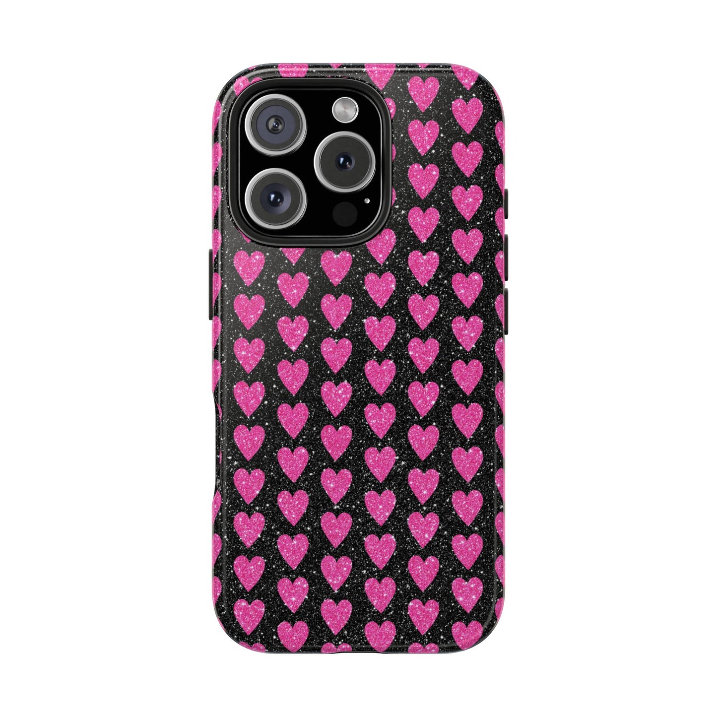 Glitter Pink Hearts iPhone Case