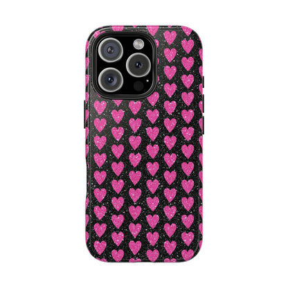 Glitter Pink Hearts iPhone Case