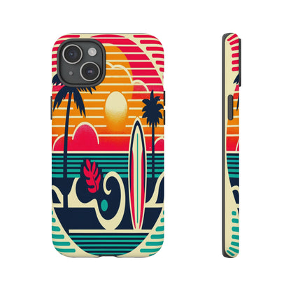 Retro Beach Vibes iPhone Case - Sunset Surfing Protective Cover