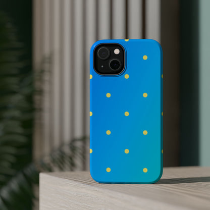 Blue Ocean Gradient Polka Dots MagSafe iPhone Case – Shockproof, Smooth Matte Finish, Dual-Layer Design