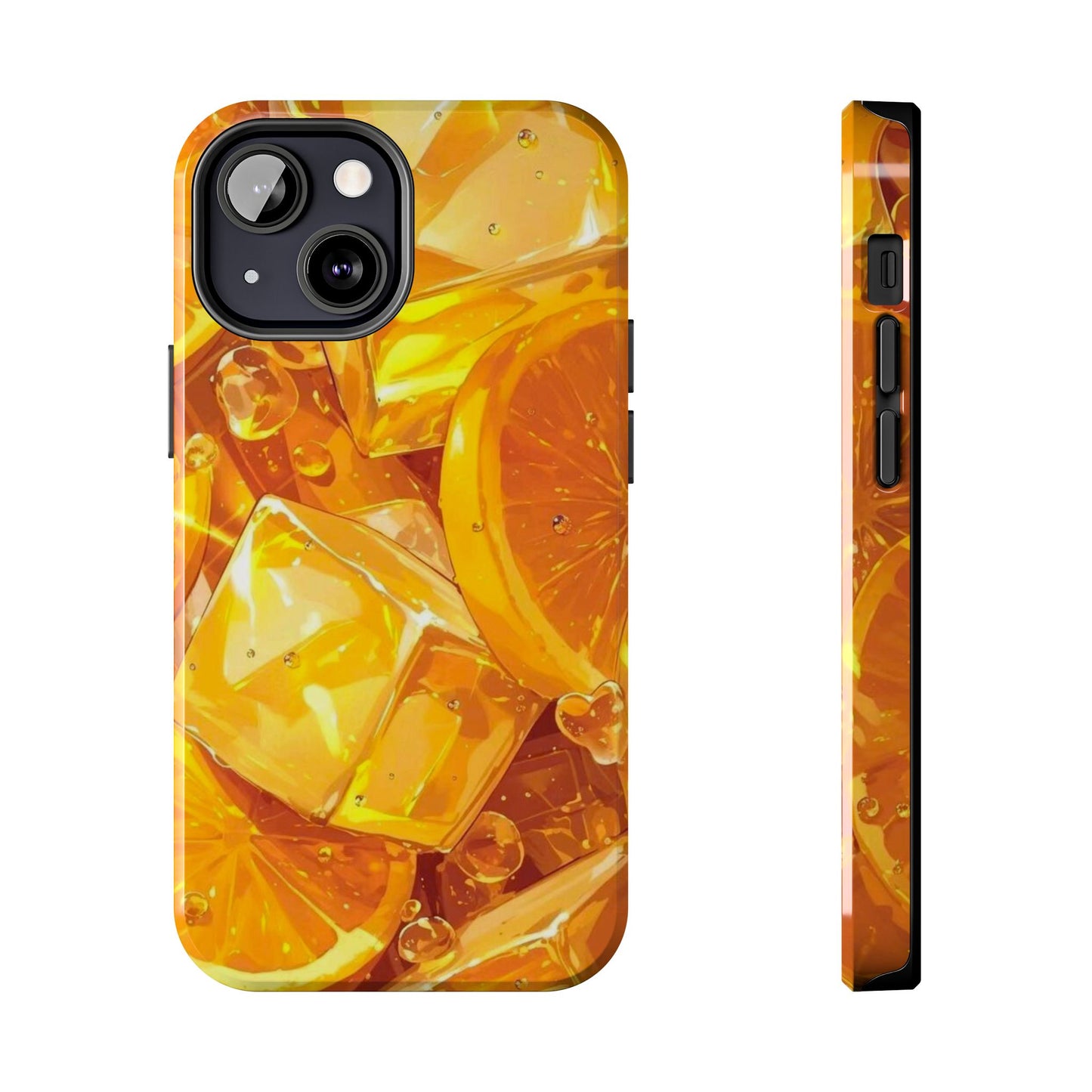 Citrus Splash iPhone Case – Bright Orange Slices & Ice, Dual-Layer Protection