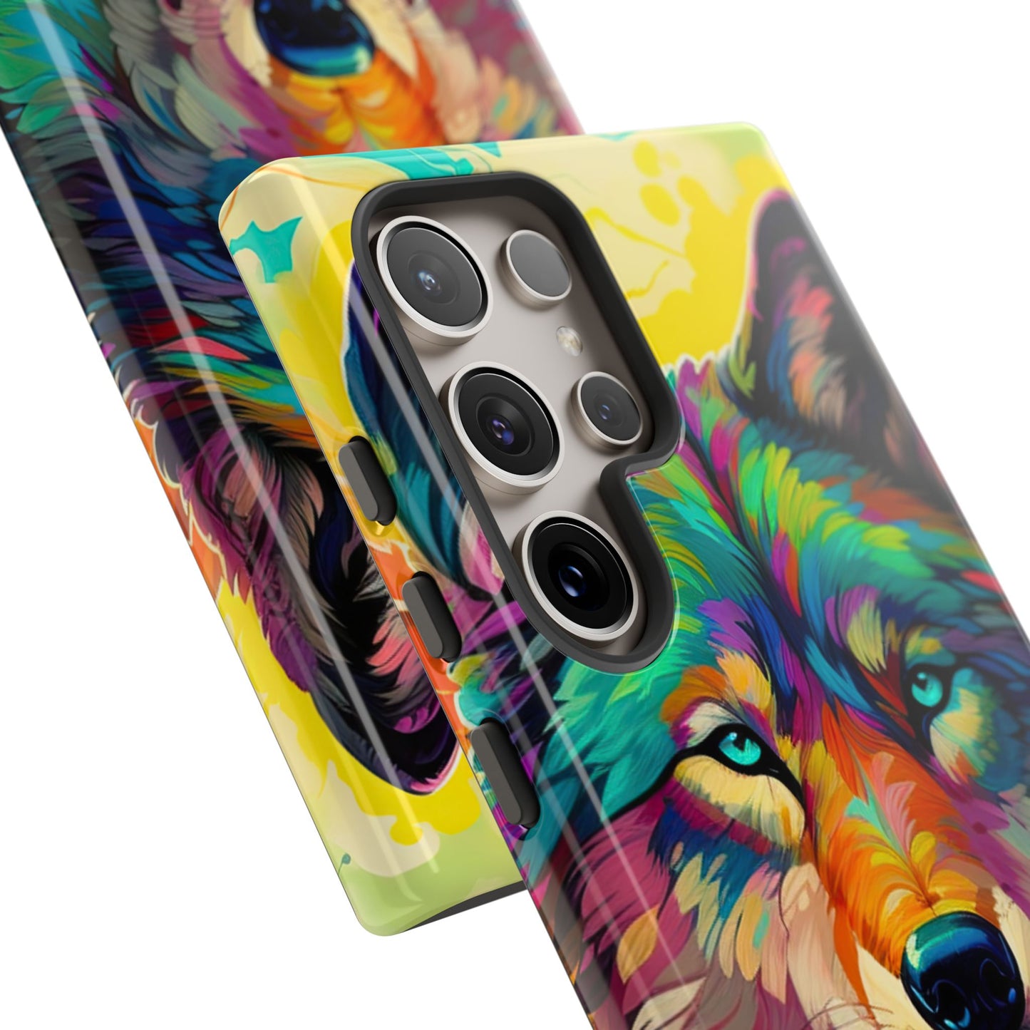 Rainbow Wolf in Bloom – Samsung Galaxy Case with Vivid Nature Design