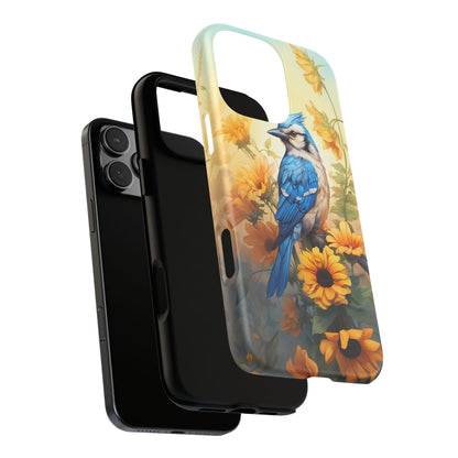 Blue Jay & Sunflowers Phone Case - Perfect Gift for Bird Lovers!