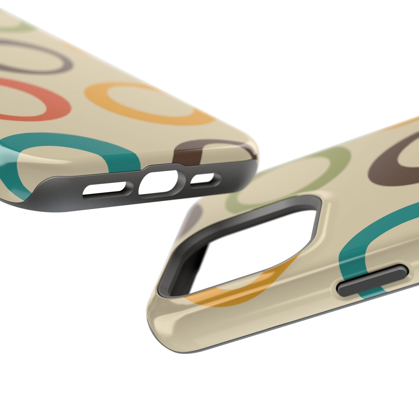 Retro Colorful Rings MagSafe iPhone Case – Shockproof, Matte Finish, Dual-Layer Protection