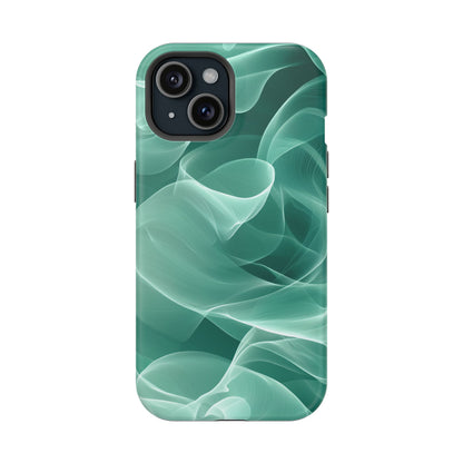 Emerald Flow MagSafe iPhone Case – Translucent Green Fabric-Inspired Design