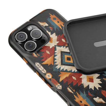 Southwestern Arrow & Diamond Tough MagSafe iPhone Case – Bold Tribal Design, Dual-Layer Protection