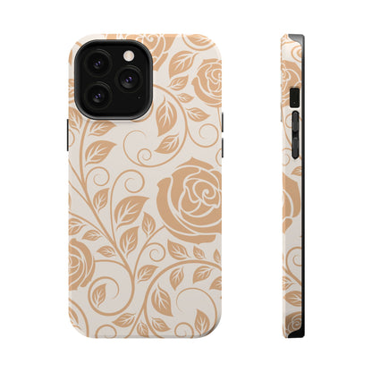 Vintage Rose Vine Tough MagSafe iPhone Case – Elegant Floral Pattern with Dual-Layer Protection