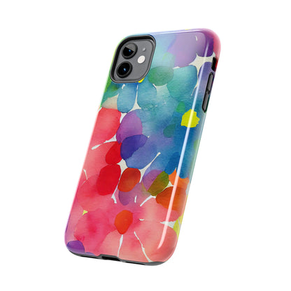 Rainbow Bloom Watercolor iPhone Case – Slim Design, Glossy Finish