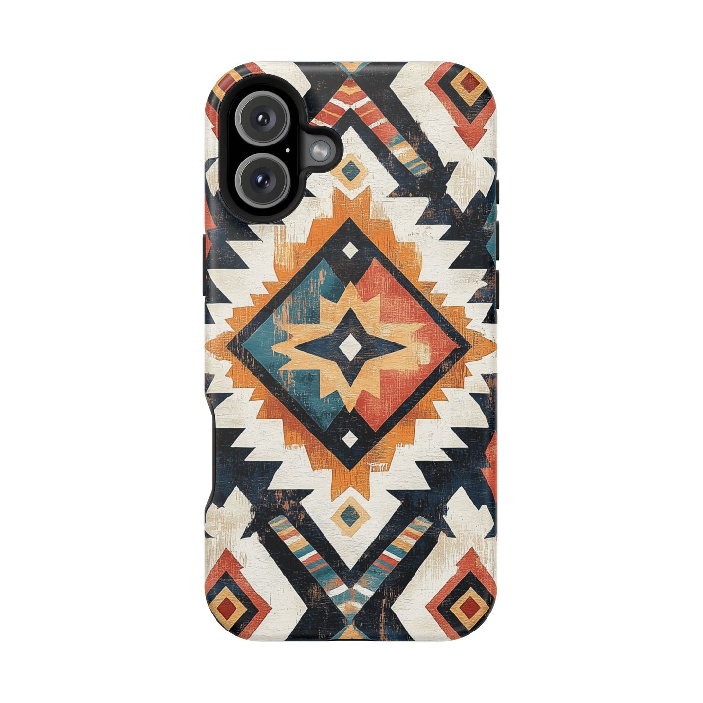 Vintage Southwestern Diamond Tough MagSafe iPhone Case – Rustic Tribal Design, Dual-Layer Protection