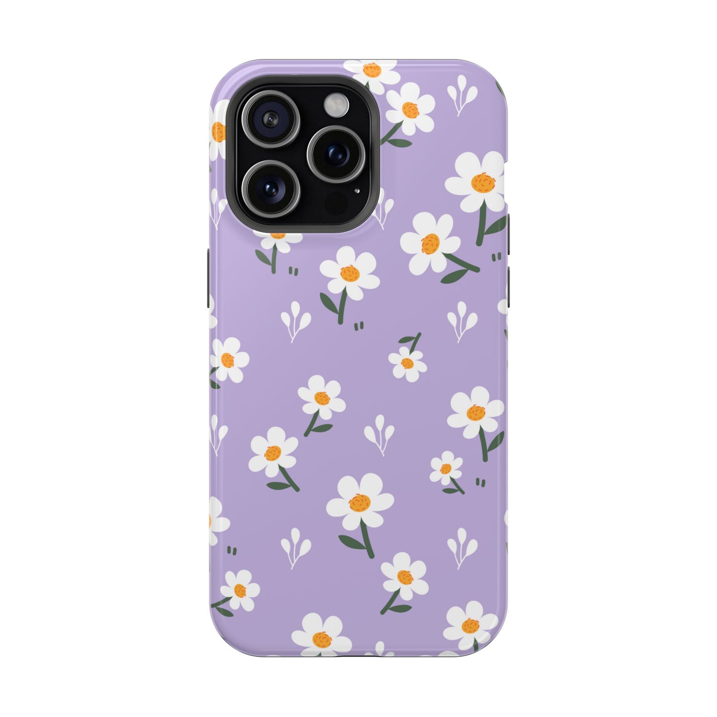 Purple Daisy Garden MagSafe  iPhone Case – Soft Lavender Background, Shockproof Protection with Slim Fit