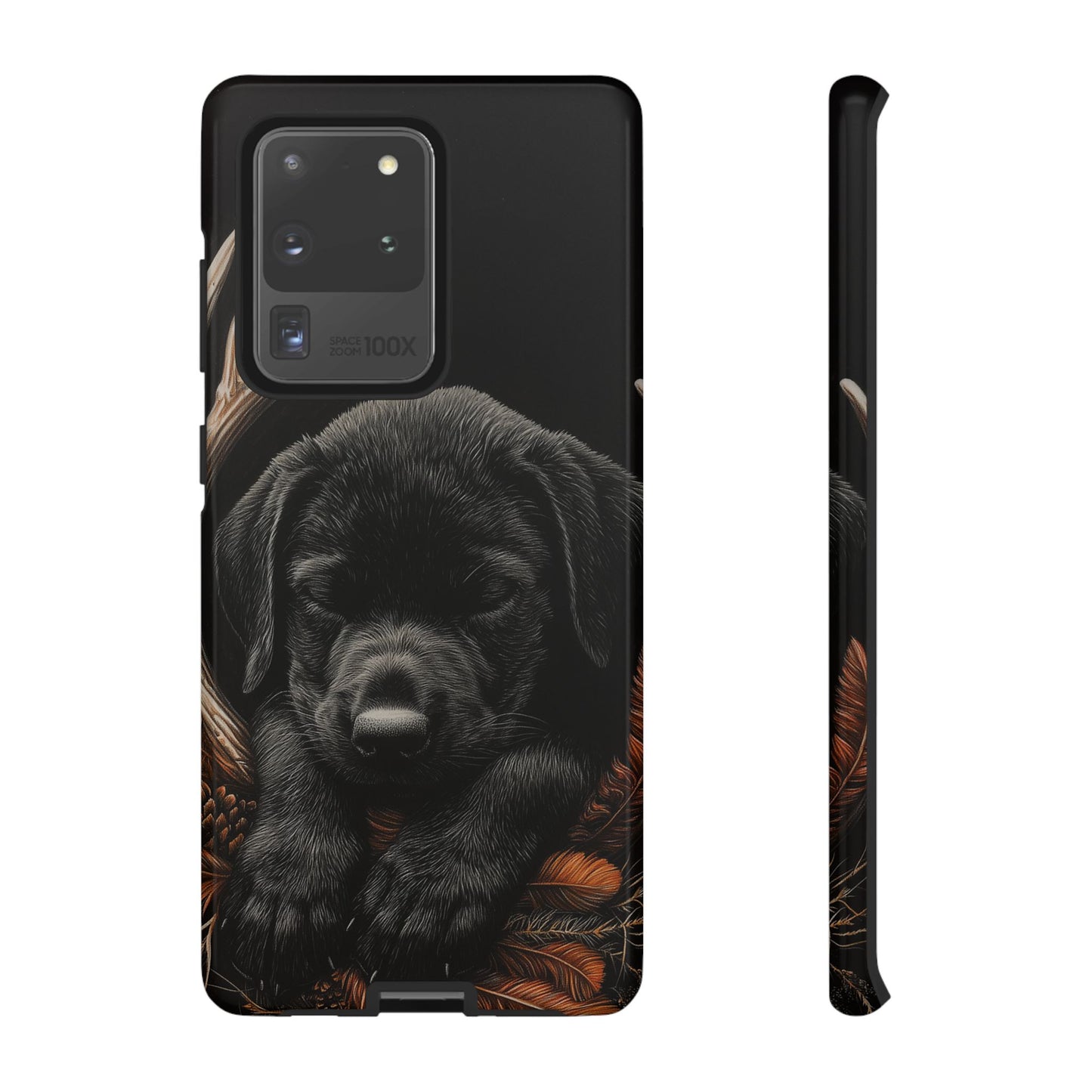 Charming Black Labrador Puppy on Feathers Samsung Galaxy Case