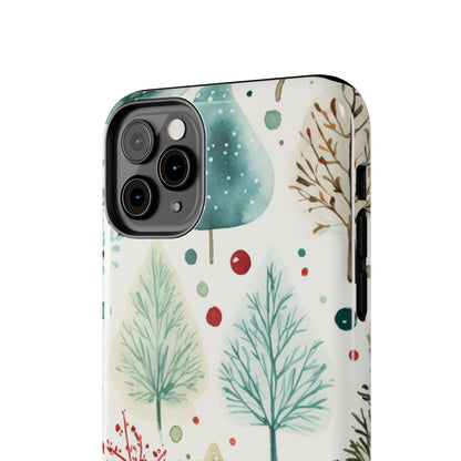 Watercolor Winter Trees iPhone Case – Nature-Inspired, Holiday Theme Protective Cover