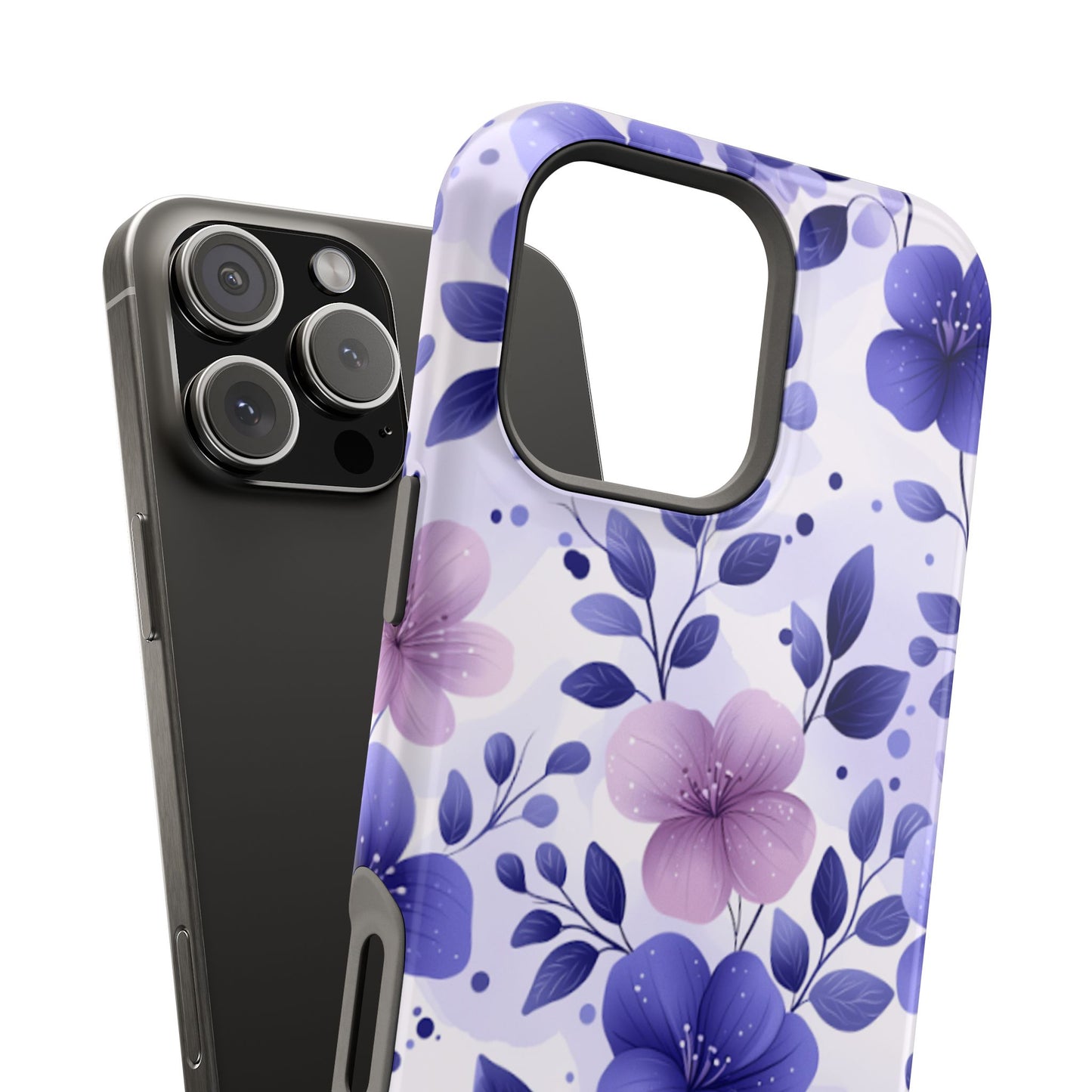 Purple Floral MagSafe iPhone Case – Durable Protection with Elegant Flower Design