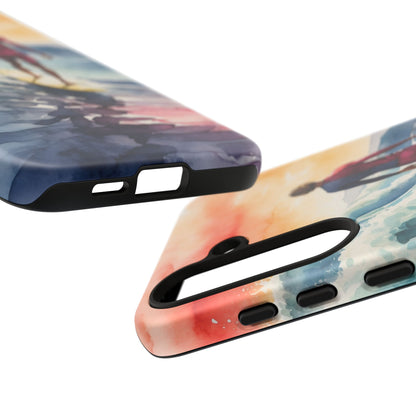 Surfer’s Sunset Wave Samsung Galaxy Case – Vibrant Watercolor Design