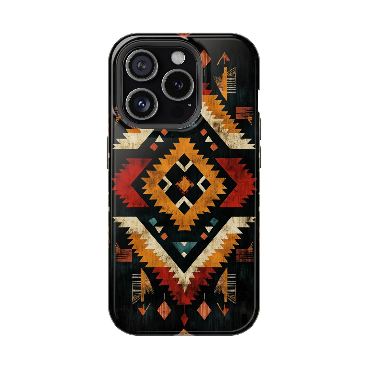 Southwestern Tribal Diamond Tough MagSafe iPhone Case – Bold Geometric Pattern, Dual-Layer Protection