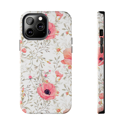 Pink Floral Watercolor iPhone Case – Feminine Poppy Blossom Design