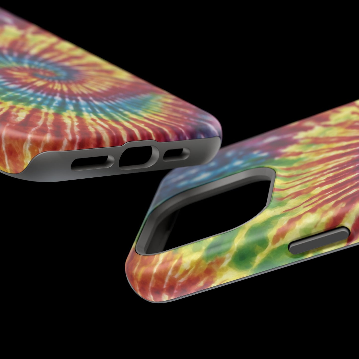 Vibrant Spiral Tie-Dye MagSafe Case – Retro Rainbow Design