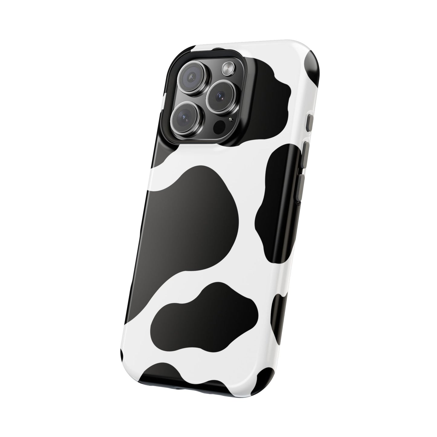 Chic Cow Print Tough Magsafe iPhone Case – Trendy Monochrome Animal Pattern with Dual-Layer Protection