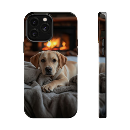 Cozy Golden Retriever by the Fireplace - MagSafe Case