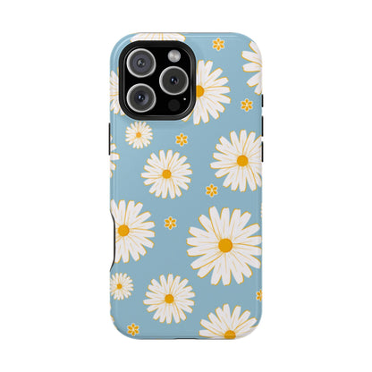 Bright Daisy MagSafe iPhone Case – Light Blue Background, Shockproof and Slim Design