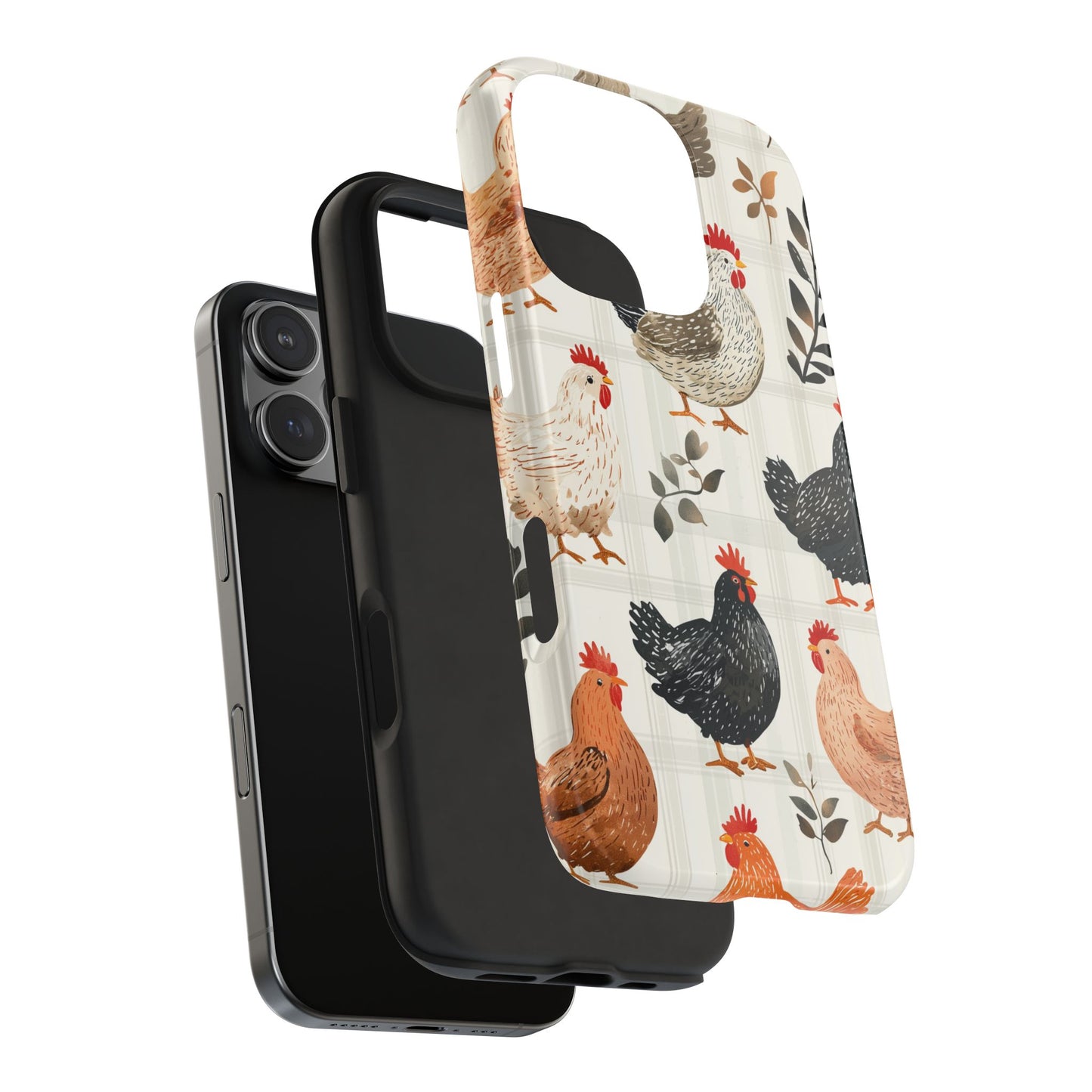 iPhone Case: Vintage Chicken & Leaves – Farmhouse Style Case