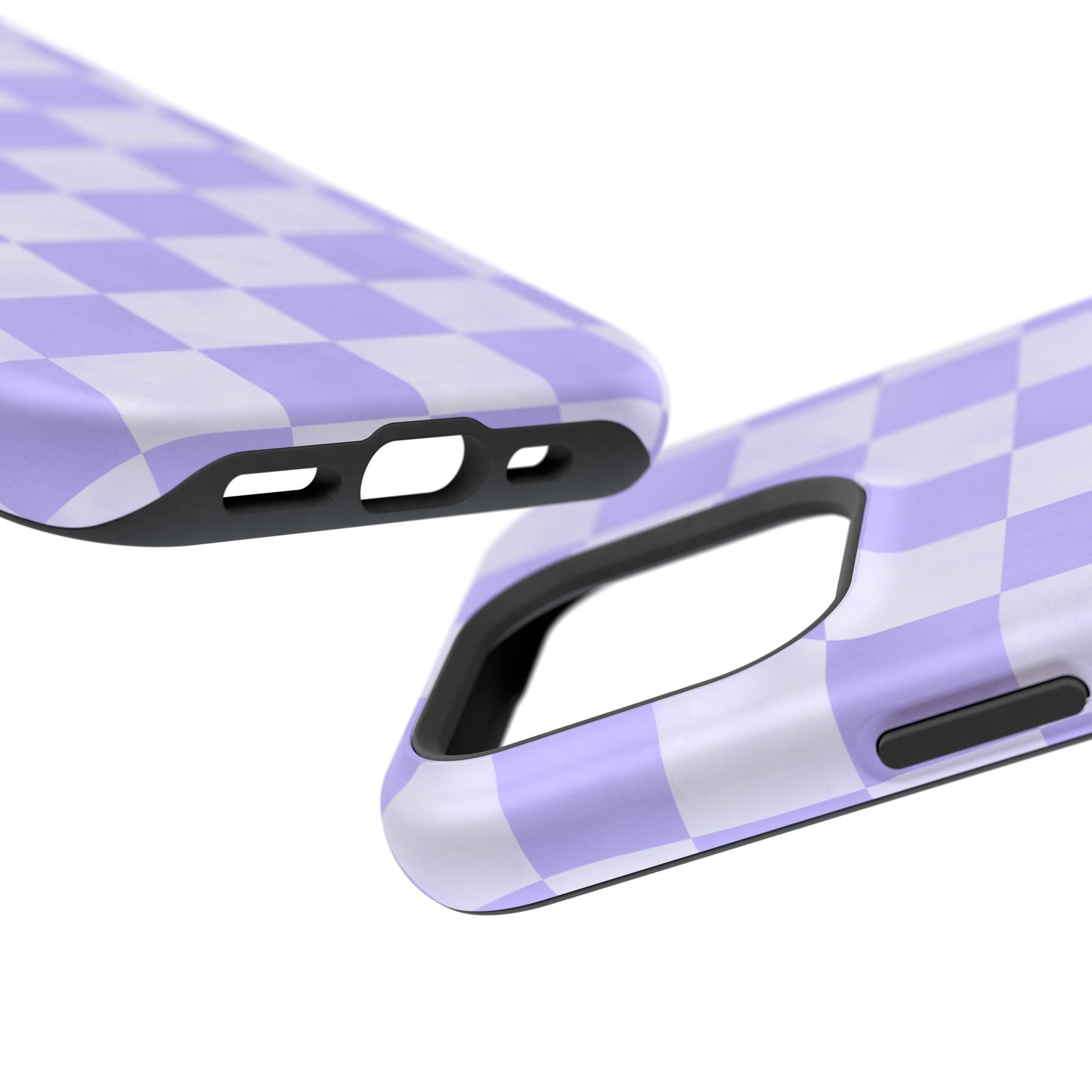 Lavender Checkerboard MagSafe iPhone Case – Shockproof, Smooth Matte Finish, Dual-Layer Design