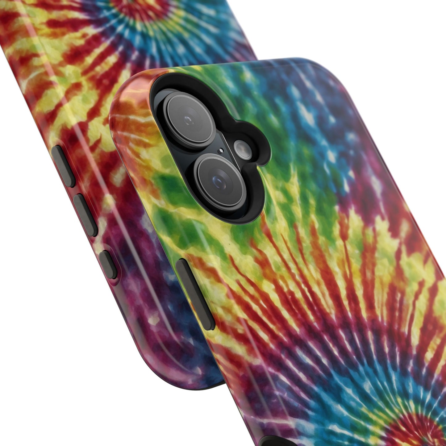 Vibrant Spiral Tie-Dye MagSafe Case – Retro Rainbow Design