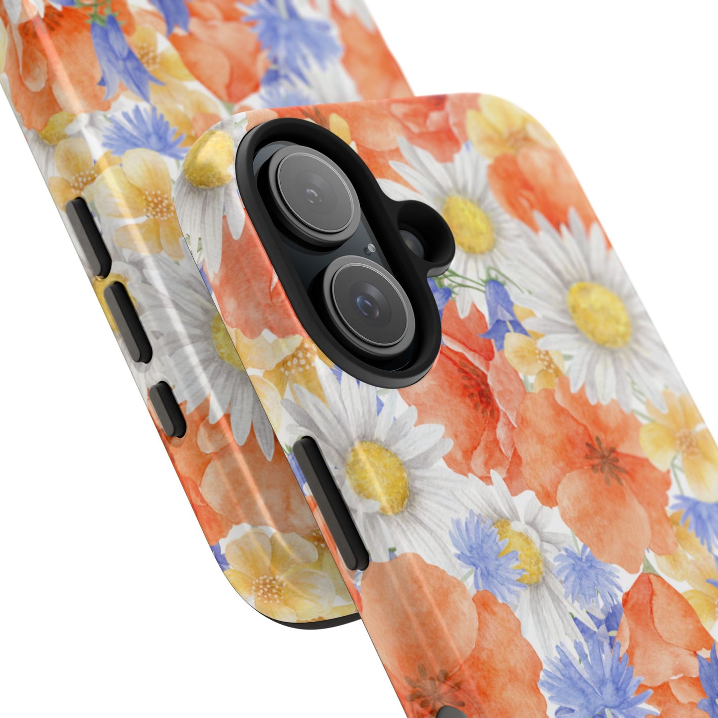 Watercolor Wildflower Pattern iPhone Case – Durable Matte Finish with Daisy, Poppy & Cornflower Design