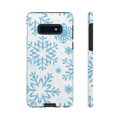 Frosty Blue Snowflakes Samsung Galaxy Case – Shockproof, Smooth Matte Finish, Dual-Layer Design