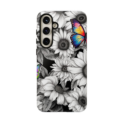 Rainbow Butterflies & Monochrome Sunflowers – Samsung Galaxy Case