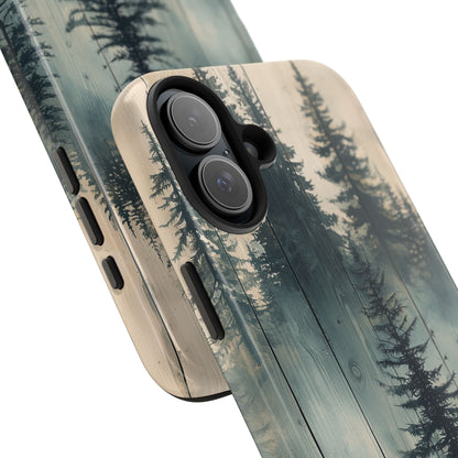 Misty Pine Forest Iphone Case - Nature-Inspired Wood Design Protective Cover