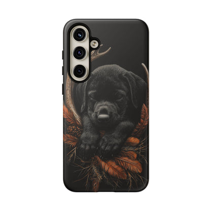 Charming Black Labrador Puppy on Feathers Samsung Galaxy Case