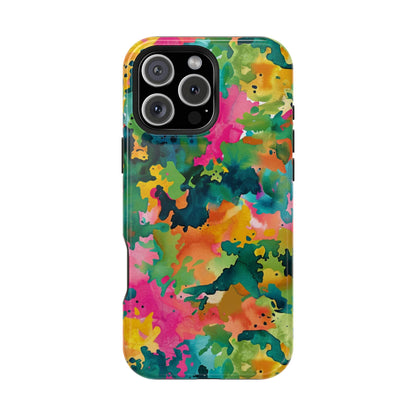 Vibrant Watercolor Splash MagSafe Case – Colorful Abstract Design with MagSafe Compatibility